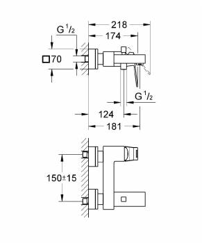 Cмеситель для ванны GROHE Eurocube 23140000. Фото