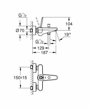 Смеситель для ванны GROHE Eurodisc Joystick 23431000. Фото