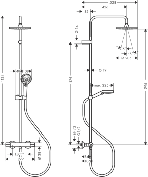Душевая система Showerpipe 200 1jet с термостатом Hansgrohe Vernis Blend 26276000, хром. Фото