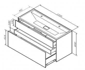 База под раковину подвесная 120 см, 3 ящика, белый матовый AM.PM Inspire 2.0 M50AFHX1203WM. Фото