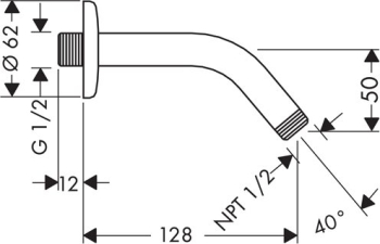 Держатель душа Hansgrohe 128мм G 1/2 27411000. Фото