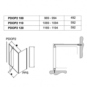 Душевая дверь двухэлементная RAVAK Pivot PDOP2-100 (белестящий+транспарент) 03GA0C00Z1. Фото