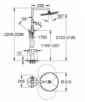 GROHE 23741001 Essence New Душевая система с однорычажным смесителем, напольный монтаж (свободностоящая). Фото