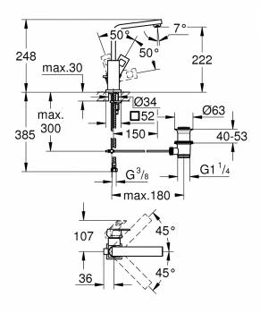 Смеситель для раковины GROHE Eurocube 2313500E. Фото