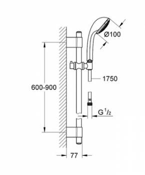 Душевой гарнитур GROHE Trio Relexa 28831000. Фото