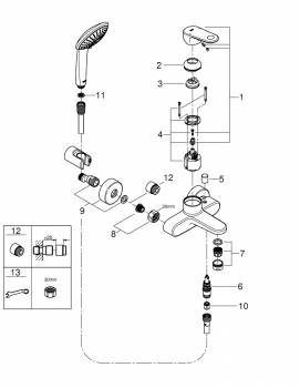 Смеситель для ванны GROHE Europlus II 33547002. Фото