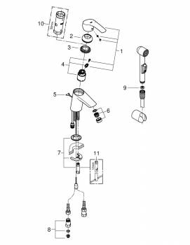 GROHE 23124002 ESM Смесидель для раковины с гигиеническим душем. Фото