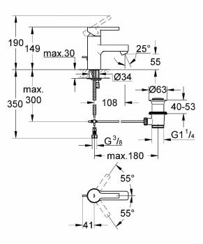 Смеситель для раковины GROHE Lineare 32115000. Фото