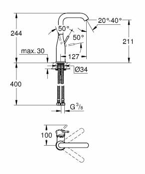 Смеситель для раковины GROHE Essence New 23541001. Фото