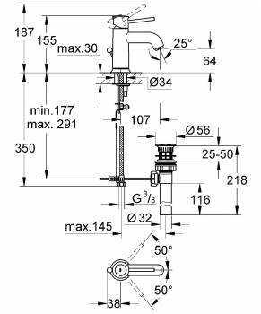 Смеситель для раковины GROHE BauClassic 23161000. Фото