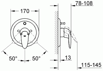 Смеситель для душа GROHE Eurodisc Сosmopolitan 19548002 (внешняя часть). Фото