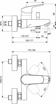 Смеситель для ванны/душа IDEAL STANDARD Ceraflex B1740AA. Фото