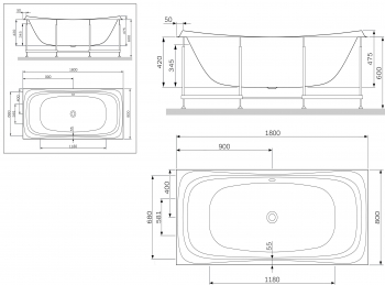 Каркас для ванны 180х80 см AM.PM Sensation W30A-180-080W-R. Фото