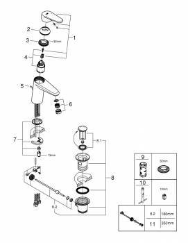 Смеситель для раковины GROHE Eurodisc Cosmopolitan 3319020E. Фото