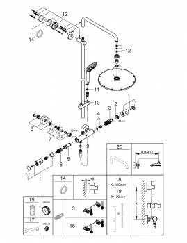 GROHE 26075EN0 Euphoria XXL 310 Душевая система с термостатом для душа, цвет: никель, матовый. Фото