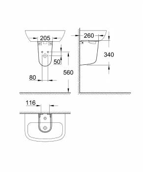 Полупьедестал GROHE Bau Ceramic 39426000. Фото