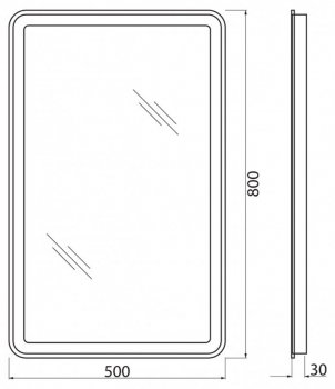 Зеркало с встроенным светильником и кнопочным выключателем BELBAGNO SPC-MAR-500-800-LED-BTN. Фото