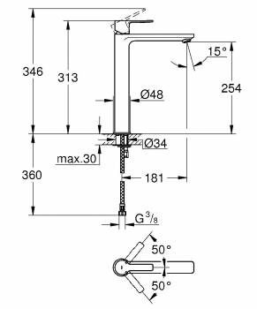 GROHE 23405DC1 Lineare New Смеситель однорычажный для раковины, свободностоящий. Фото