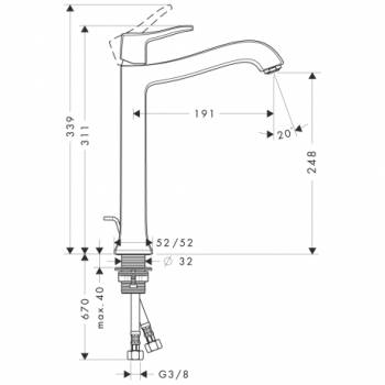 Смеситель для раковины HANSGROHE Metris Classic 31078000. Фото