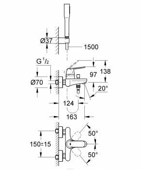 Смеситель для ванны GROHE Eurosmart 32832000. Фото