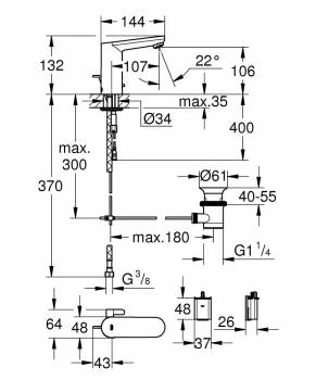 GROHE 36331001 Eurosmart Cosmopolitan E Инфракрасная электроника для раковины
со смешиванием, 6V. Фото