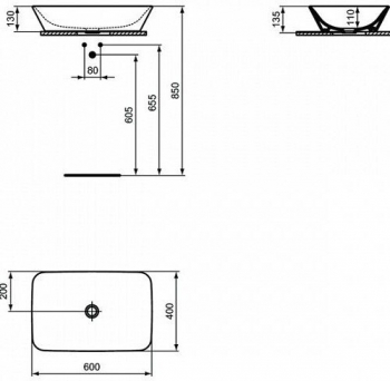 Раковина-чаша IDEAL STANDARD Connect Air 60х40 E034801. Фото