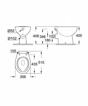 Унитаз напольный GROHE Bau Ceramic 39430000. Фото