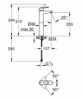 GROHE 23764000 BauLoop Смес.для рак,слив.гар, XL-Size. Фото