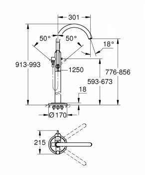 Смеситель для ванны GROHE Atrio С 32653002. Фото