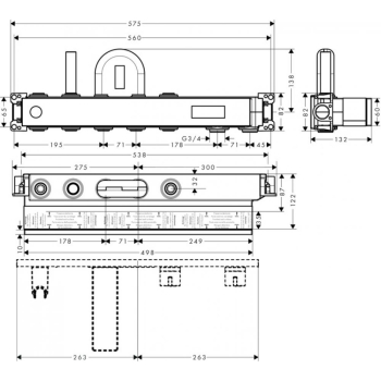 Скрытая часть Hansgrohe RainSelect для ванны с 2 потребителями 15314180. Фото