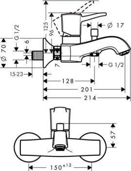 Смеситель для ванны Hansgrohe Metropol Classic хром/золото 31340090. Фото