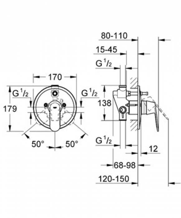 Смеситель для душа GROHE Eurosmart Cosmopolitan 32879000 (комплект). Фото