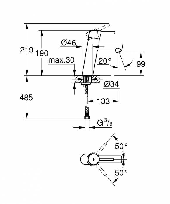 GROHE 23451001 Concetto Смеситель однорычажный для раковины со средним изливом, гладкий корпус. Фото