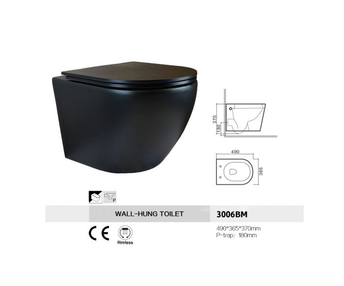 Унитаз подвесной Bronze De Luxe Scandi 3006-BM матовый черный. Фото