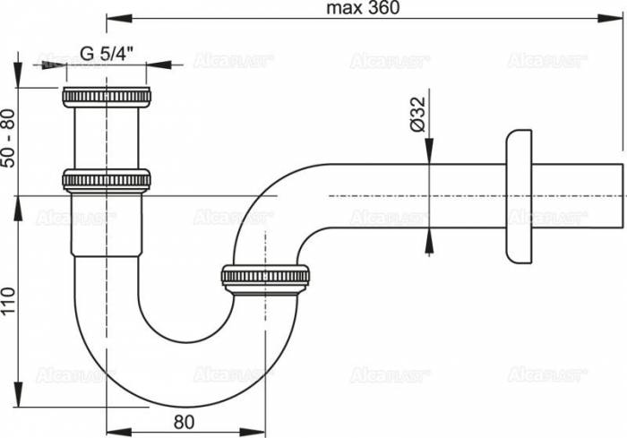 Сифон для биде ALCAPLAST A45E. Фото