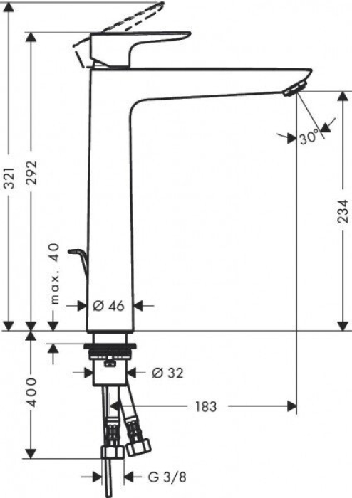 Смеситель для раковины Hansgrohe Talis E 71716990. Фото