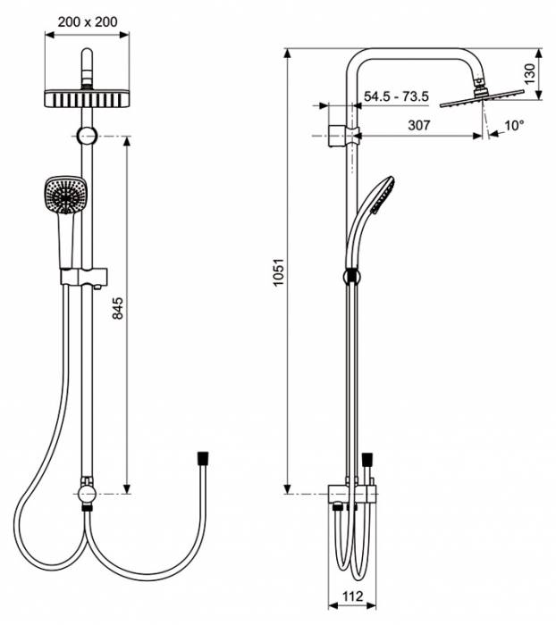 Душевая система IDEAL STANDARD Idealrain Duo Cube A5862AA. Фото