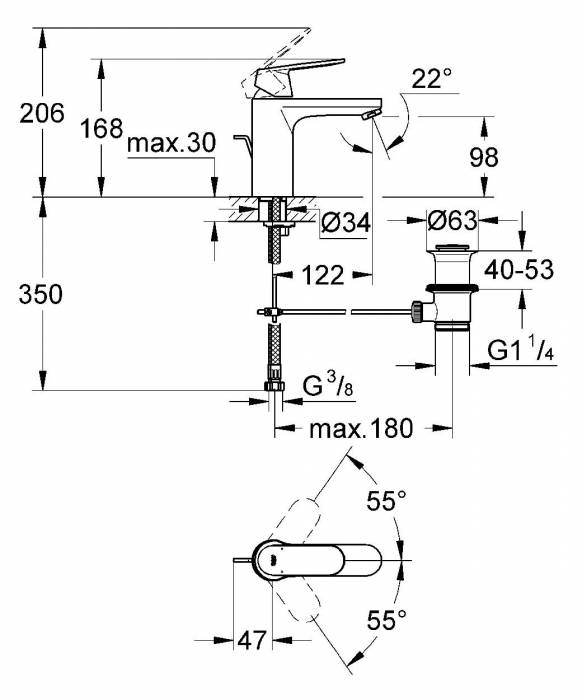 Смеситель для раковины GROHE Eurosmart Cosmopolitan 23325000. Фото