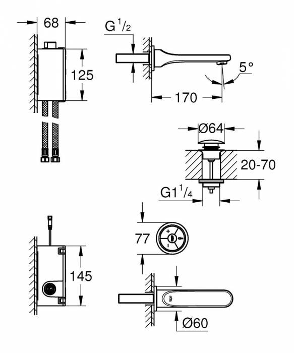 Смеситель для раковины GROHE Veris F-Digital 36278000. Фото