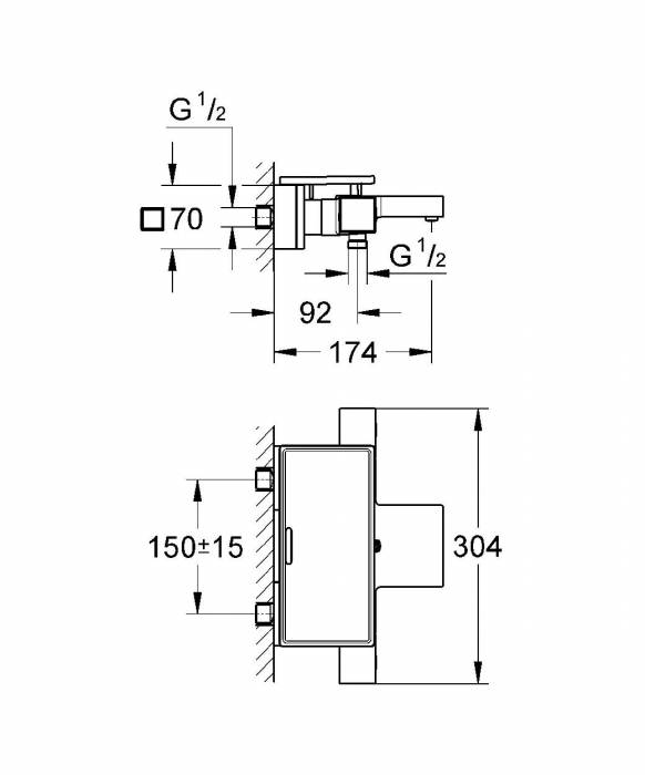 Термостатический смеситель для ванны GROHE Grohtherm Cube 34502000. Фото