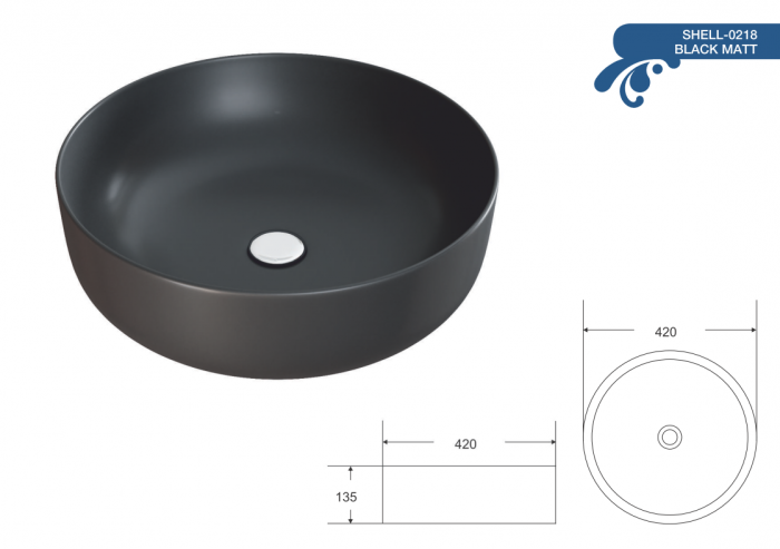 Раковина накладная MIRSANT Shell-0218 Black Matt 42х42. Фото