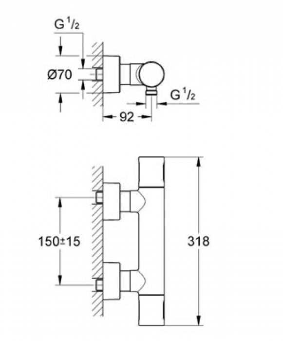 Термостат для душа GROHE Grohtherm Cosmopolitan 3000 34274000. Фото