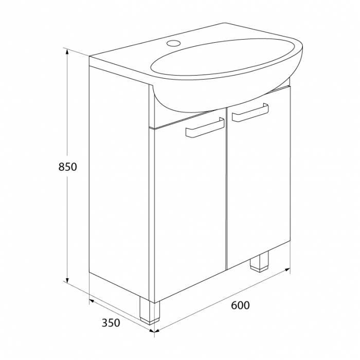 Тумба под раковину напольная IDDIS Harizma HAR60W2i95. Фото