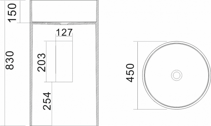 Раковина NS BATH NSF-4586G (глянцевая) 45х45. Фото