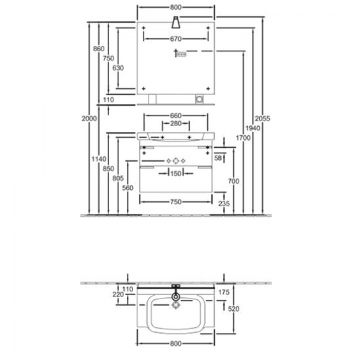 Тумба под раковину Villeroy&Boch SENTIQUE A854 00DH. Фото