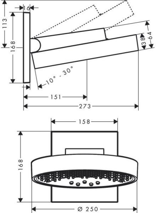 Верхний душ Hansgrohe Rainfinity 250 3jet 26232700. Фото