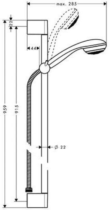 Душевой гарнитур Hansgrohe Crometta 85 90cm 1jet/Unica 27729000. Фото