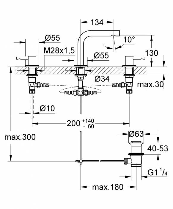 Смеситель для раковины GROHE Essence 20296000. Фото