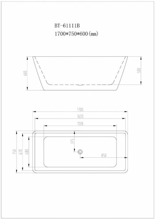 Ванна акриловая ORANS OLS-BT-61111B. Фото