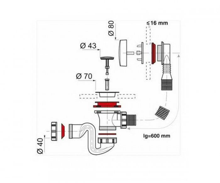 CERSANIT Сифон для ванны S904-004. Фото